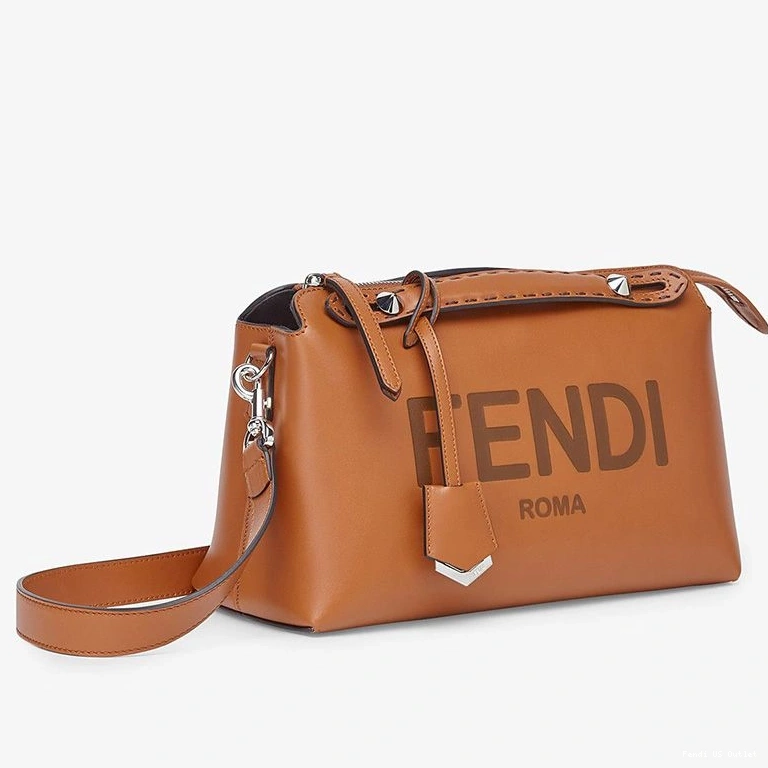 Affordable HOT Leather Boston Fendi Medium Bag Logo Calf In The Brown Way By ROMA 0708
